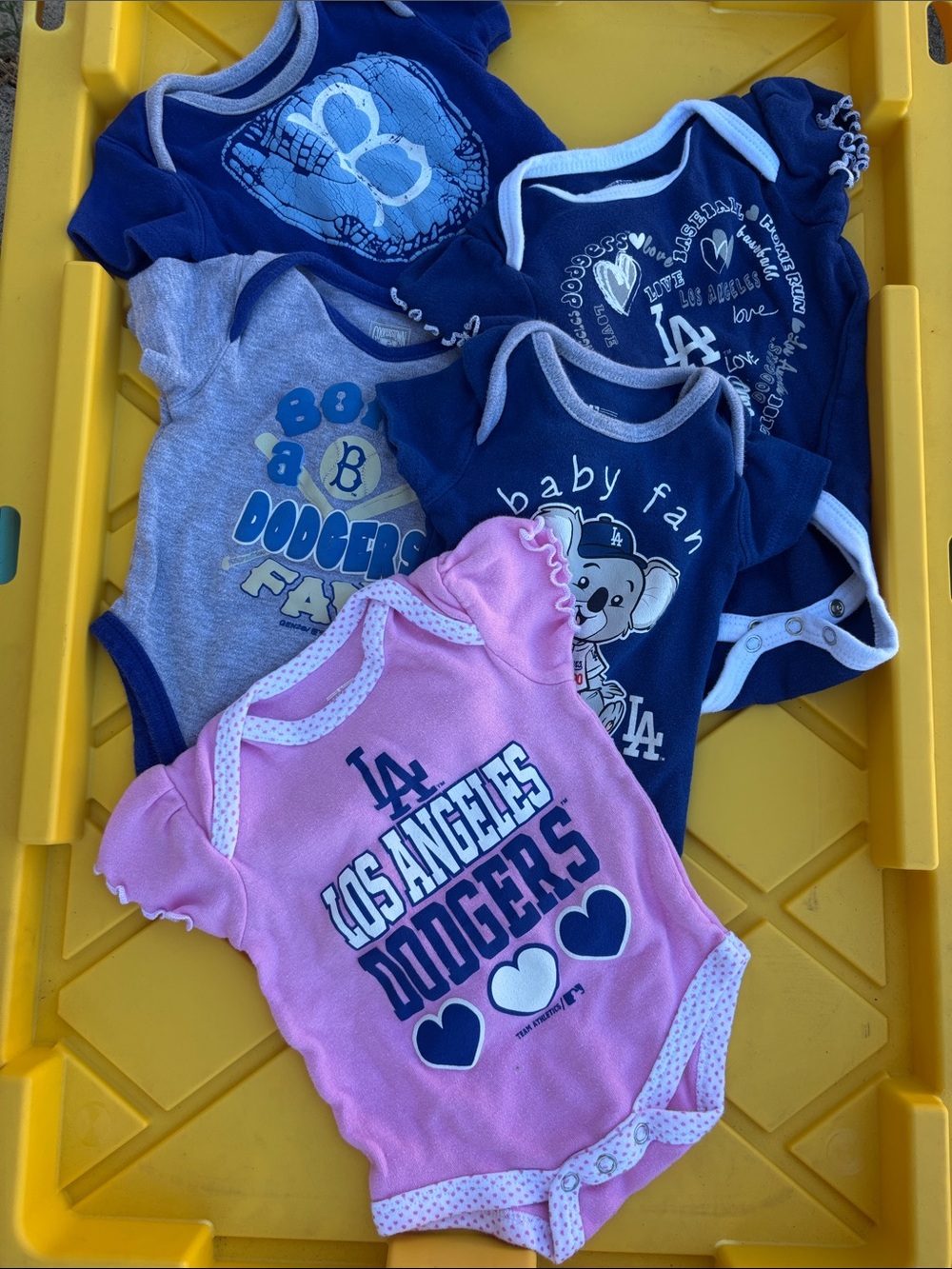 MLB Los Angeles Dodgers Baby Bodysuit Set - Pink, Navy, Gray
